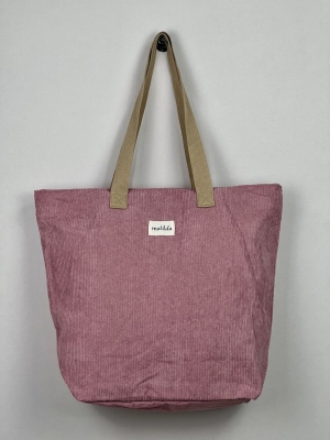 Bolsa Tote Bag grande en pana La Matilda  color rosa