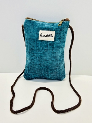Bolso cuelga mvil La Matilda color verde tacto terciopelo