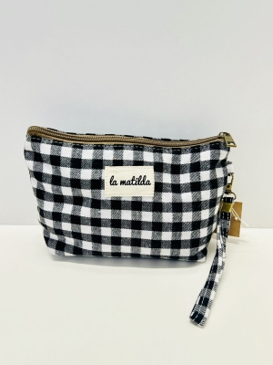 Neceser grande La Matilda color vichy negro y blanco