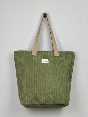 Bolsa Tote Bag grande en pana La Matilda  color verde