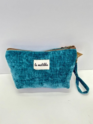 Neceser grande La Matilda tacto terciopelo color verde