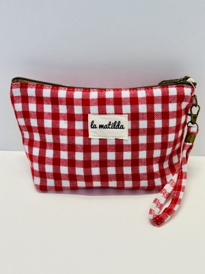 Neceser grande La Matilda color vichy rojo y blanco