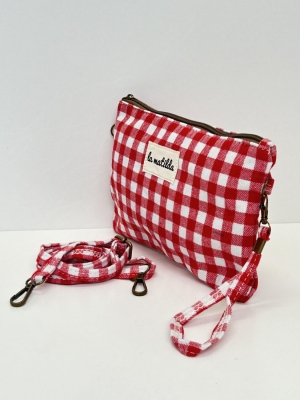 Bandolera La Matilda color vichy rojo y blanco