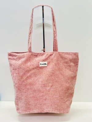 Bolsa Tote Bag grande La Matilda  color rosa tacto terciopelo