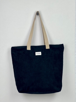 Bolsa Tote Bag grande en pana La Matilda  color negro