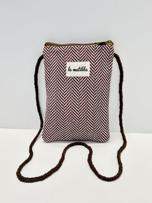 Bolso cuelga mvil La Matilda color espiga granate y blanco