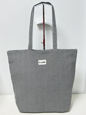 Bolsa Tote Bag grande La Matilda  color espiga negro y blanco