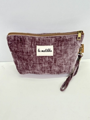 Neceser grande La Matilda tacto terciopelo color morado