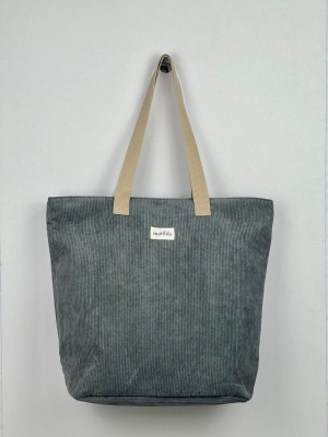Bolsa Tote Bag grande en pana La Matilda  color gris
